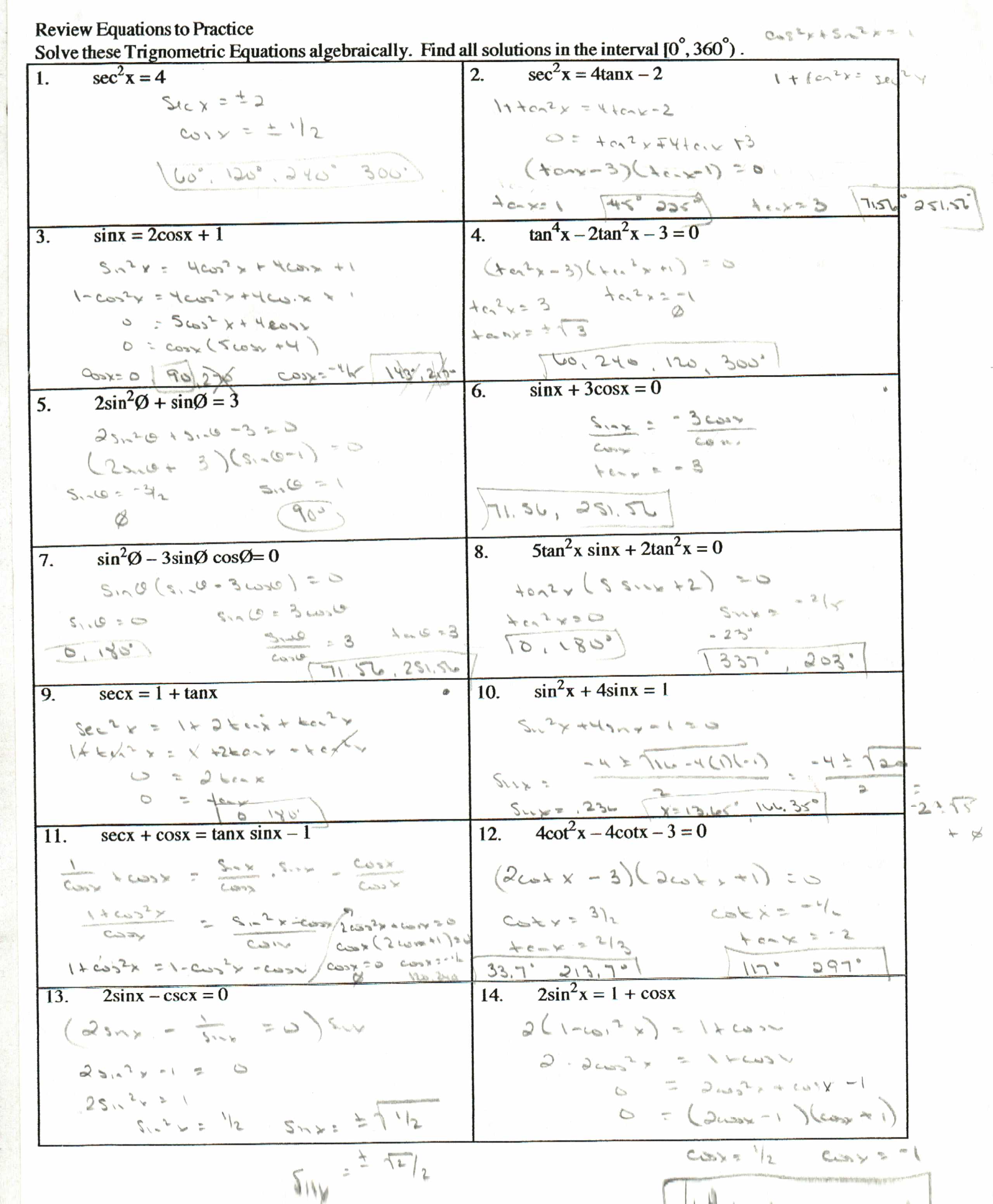 Printables Trig Identity Worksheet Tempojs Thousands Of Printable Activities